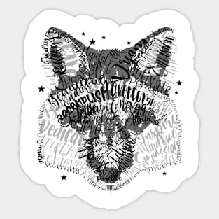 Typography Dark Fox and Stars Sticker